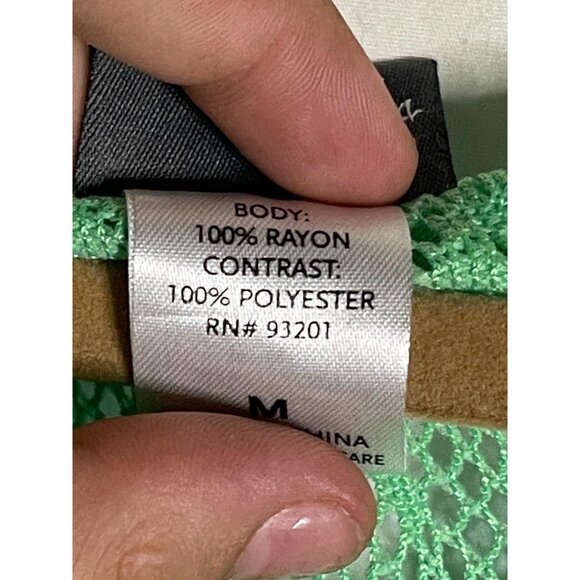 Dots short sleeve shirt lace pocket green polyester medium bust 18" READ - Picture 10 of 11